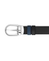 Ceinture réversible Montblanc en cuir lisse noir/bleu daim avec boucle fer à cheval 30 mm