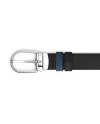 Montblanc Reversible Leather Belt in Smooth Black/Suede Blue with Horseshoe Buckle 30 mm