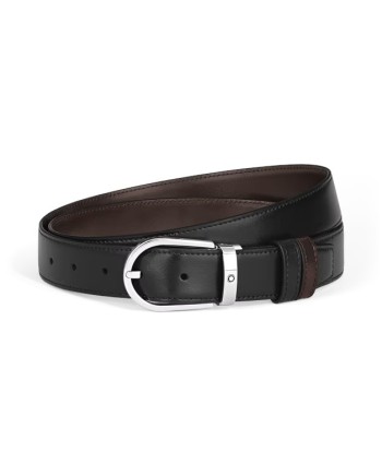 Ceinture réversible Montblanc en cuir noir/marron avec boucle fer à cheval 30 mm