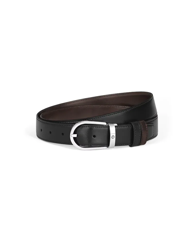 Ceinture réversible Montblanc en cuir noir/marron avec boucle fer à cheval 30 mm Ceinture réversible Montblanc en cuir noir/marron avec boucle fer à cheval 30 mm