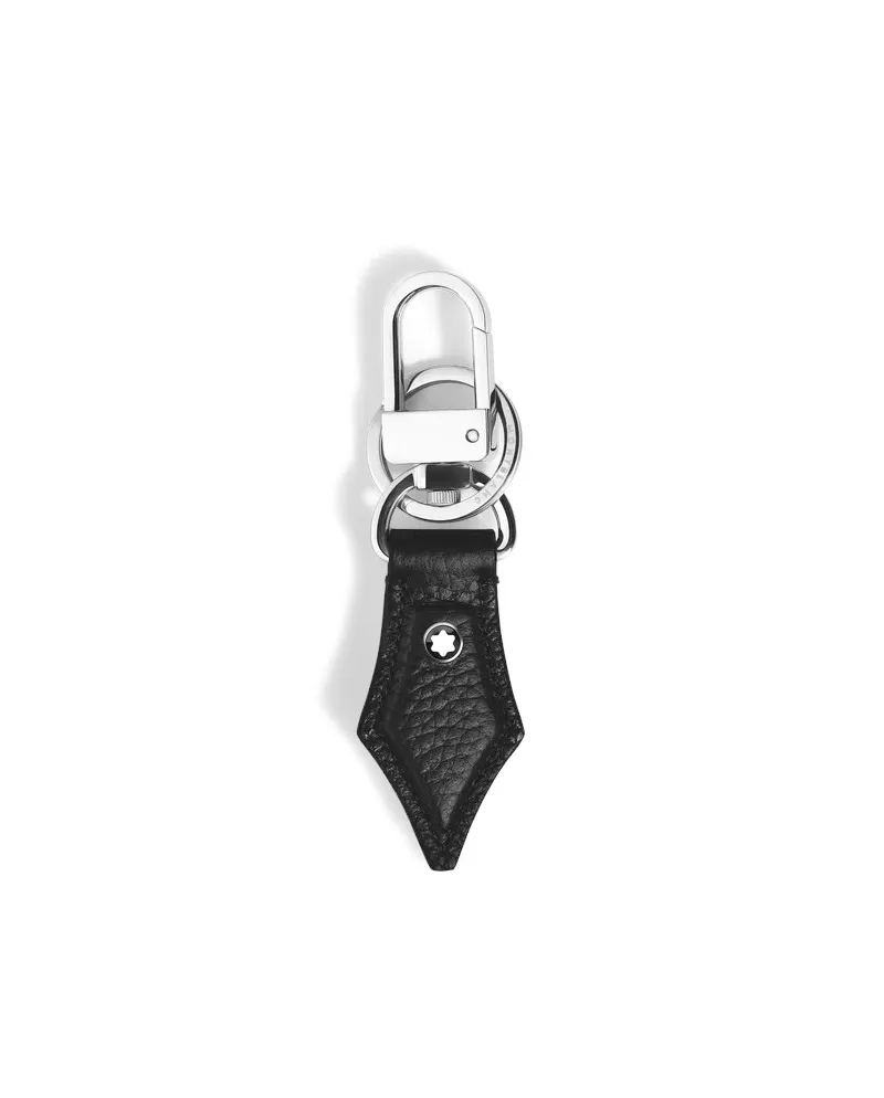 Porte-clés Montblanc en forme de stylo, en cuir grainé noir