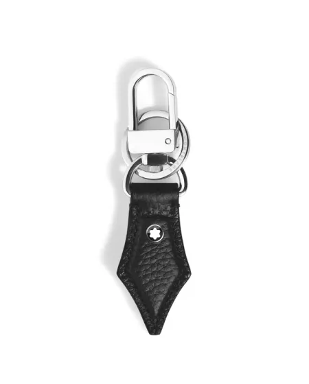 Porte-clés Montblanc en forme de stylo, en cuir grainé noir