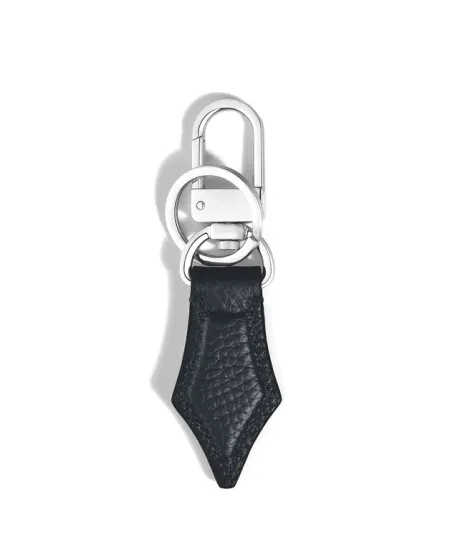 Porte-clés Montblanc en forme de stylo, en cuir grainé noir