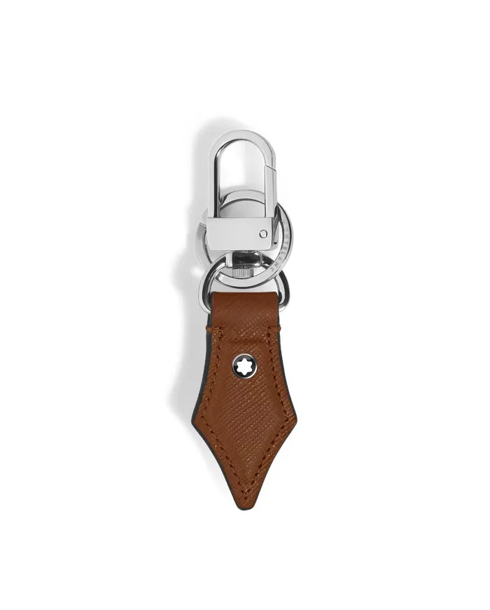 Porte-clés Montblanc Sartorial en forme de plume, en cuir fauve
