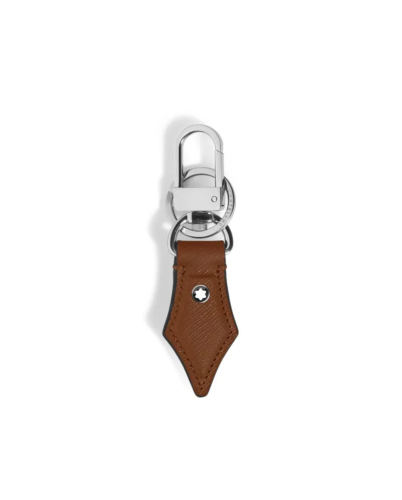 Porte-clés Montblanc Sartorial en forme de plume, en cuir fauve
