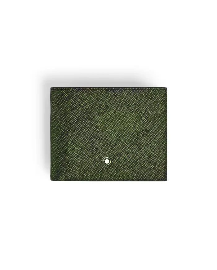Portafoglio Montblanc Sartorial a 6 Scomparti in Pelle Tweed Verde