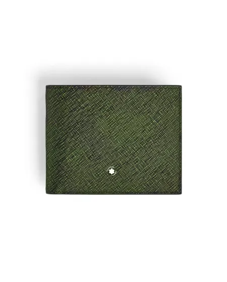 Portefeuille Montblanc Sartorial 6cc en cuir tweed vert
