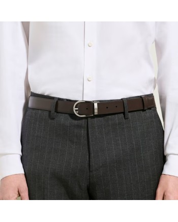 Cintura Montblanc in Pelle Reversibile Nero/Marrone con Fibbia a Ferro di Cavallo 30 mm