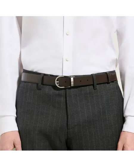 Ceinture réversible Montblanc en cuir noir/marron avec boucle fer à cheval 30 mm
