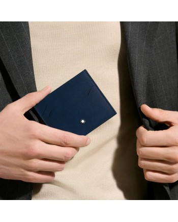 Montblanc Meisterstück 6-Pocket Blue and Black Leather Card Holder