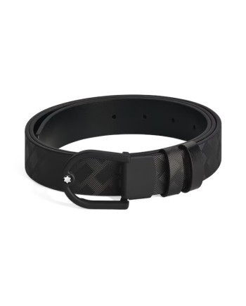 Montblanc Extreme 3.0 Black Horseshoe Leather Belt with Rubberized PVD 30 mm