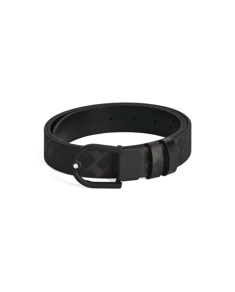 Montblanc Extreme 3.0 Black Horseshoe Leather Belt with Rubberized PVD 30 mm