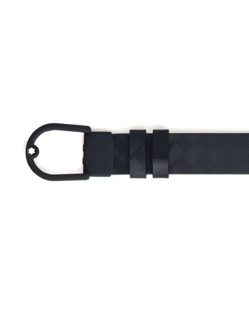 Montblanc Extreme 3.0 Black Horseshoe Leather Belt with Rubberized PVD 30 mm