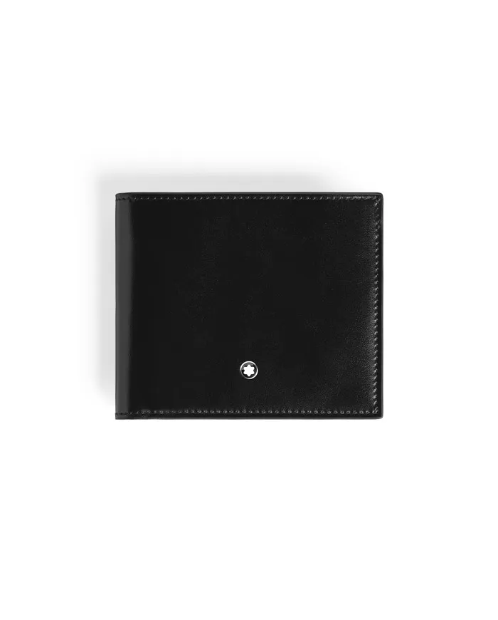 Portefeuille Montblanc Meisterstück 8cc en cuir noir avec intérieur bleu