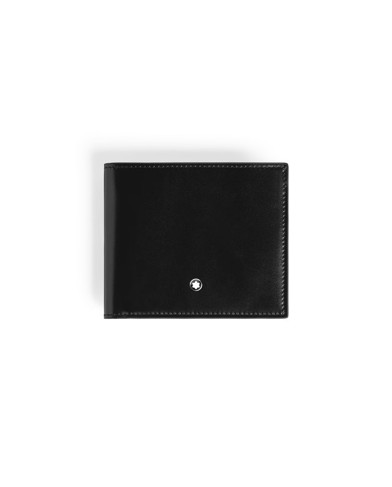 Portefeuille Montblanc Meisterstück 8cc en cuir noir avec intérieur bleu
