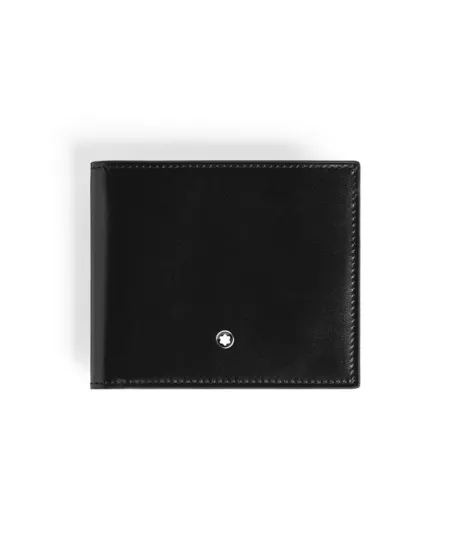 Portefeuille Montblanc Meisterstück 8cc en cuir noir avec intérieur bleu