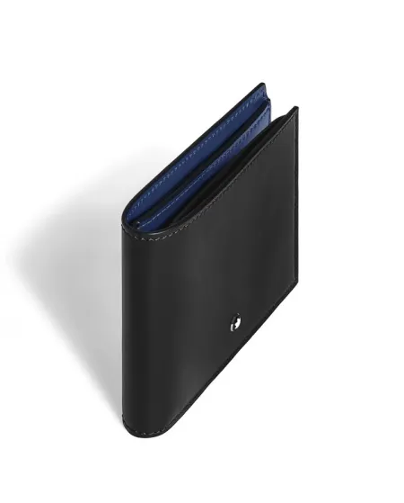 Portafoglio Montblanc Meisterstück a 8 Scomparti in Pelle Nera con Interno Blu