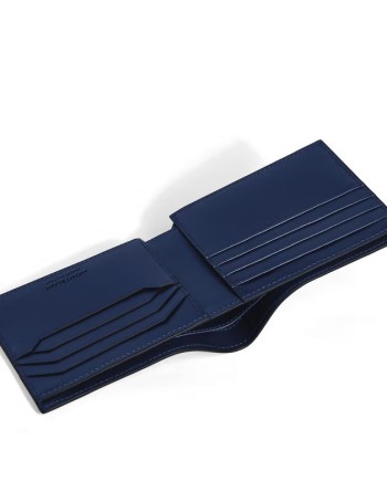 Portefeuille Montblanc Meisterstück 8cc en cuir noir avec intérieur bleu