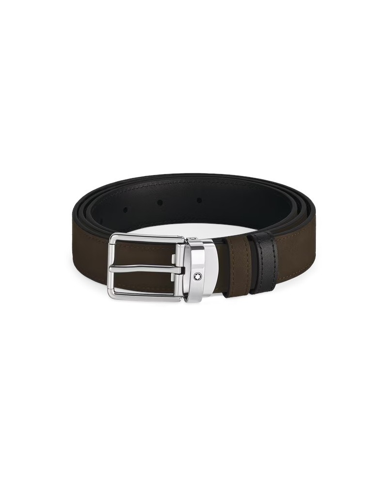 Ceinture Montblanc en cuir velours marron/noir avec boucle Everyday 30 mm