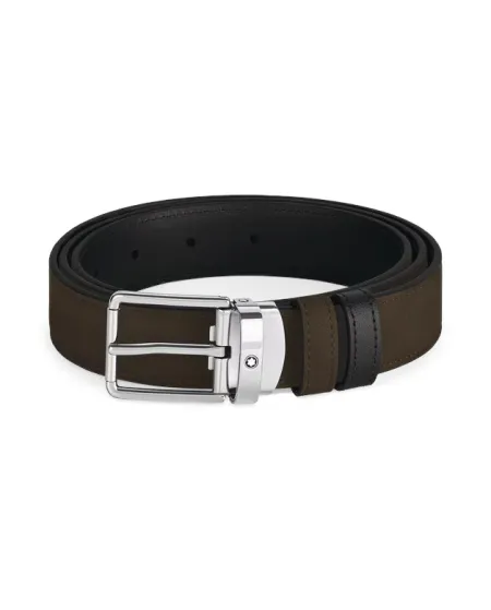 Ceinture Montblanc en cuir velours marron/noir avec boucle Everyday 30 mm