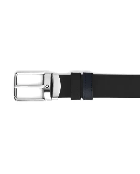 Montblanc Brown/Black Velvet Leather Belt with Everyday Buckle 30 mm