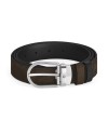 Montblanc Reversible Leather Belt Brown Suede/Black Smooth with Horseshoe Buckle 30 mm
