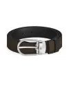 Montblanc Reversible Leather Belt Brown Suede/Black Smooth with Horseshoe Buckle 30 mm