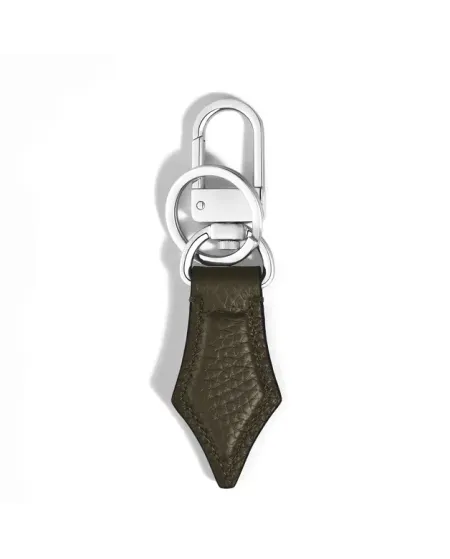 Portachiavi Montblanc a Forma di Pennino in Pelle Verde Kaki Granulata