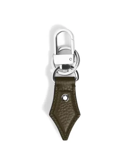 Portachiavi Montblanc a Forma di Pennino in Pelle Verde Kaki Granulata