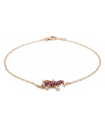 Casella Gioielli Geco Bracelet in Rose Gold with Rubies and Diamonds