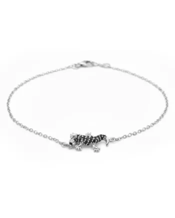 Bracelet Casella Gioielli Geco en or blanc avec diamants noirs et blancs