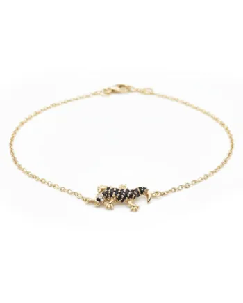 Casella Gioielli Geco Bracelet in Yellow Gold with Black and White Diamonds