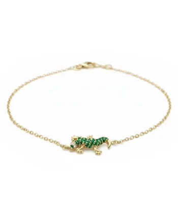 Casella Gioielli Geco Bracelet in Yellow Gold with Emeralds and White Diamonds