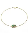 Casella Gioielli Elephant Bracelet in Yellow Gold with Emeralds and Rubies
