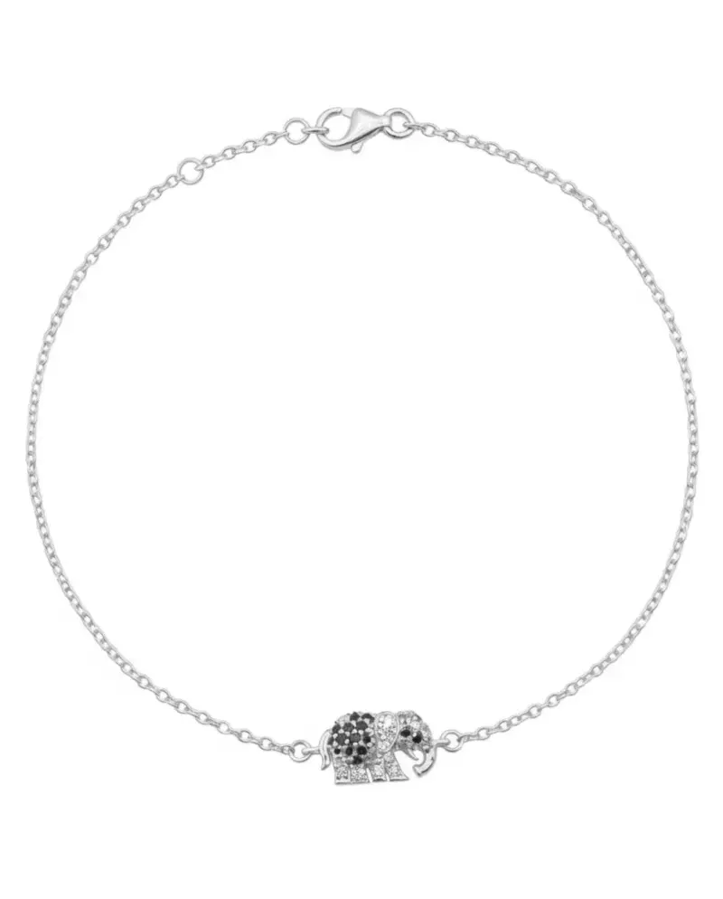 Casella Gioielli Elephant Bracelet in White Gold with Black and White Diamonds