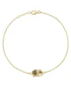 Casella Gioielli Elephant Bracelet in Yellow Gold with Black and White Diamonds