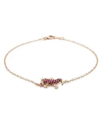 Bracelet Casella Gioielli Geco en or rose avec rubis et diamants