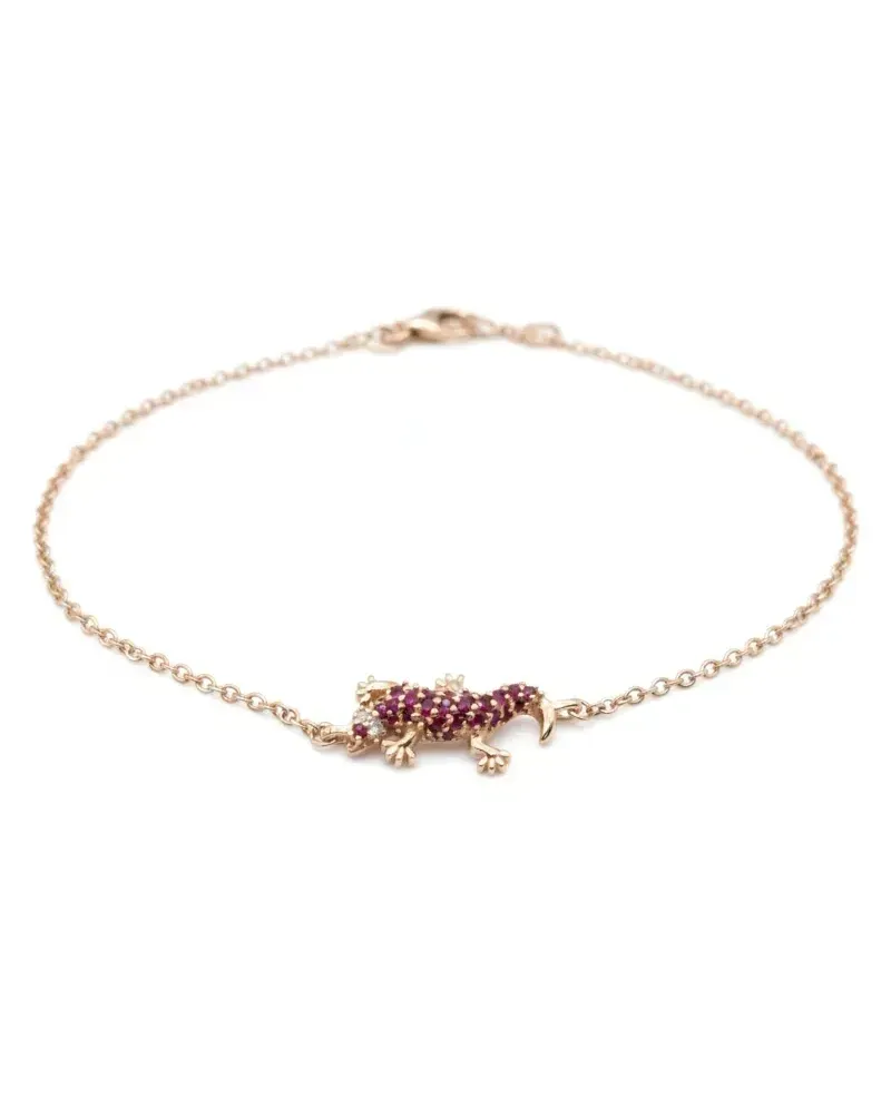 Bracciale Casella Gioielli Geco in Oro Rosa con Rubini e Diamanti