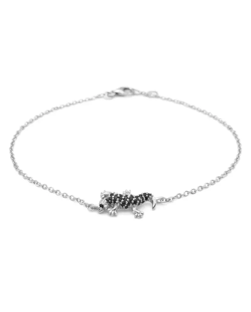 Bracelet Casella Gioielli Geco en or blanc avec diamants noirs et blancs