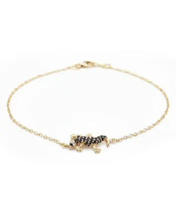 Bracelet Casella Gioielli Geco en or jaune avec diamants noirs et blancs