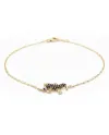 Casella Gioielli Geco Bracelet in Yellow Gold with Black and White Diamonds