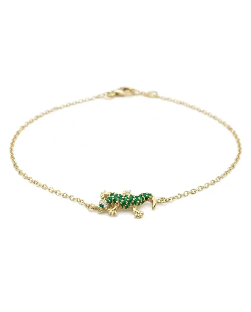 Bracelet Casella Gioielli Geco en or jaune avec émeraudes et diamants blancs