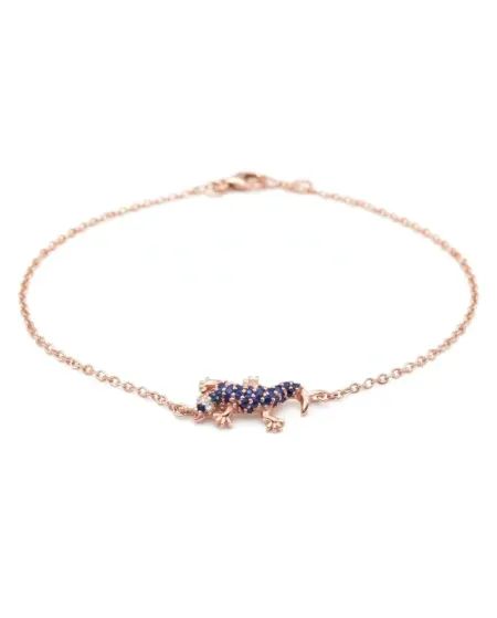 Bracelet Casella Gioielli Geco en or rose avec saphirs et diamants