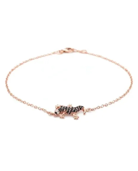 Casella Gioielli Geco Bracelet in Rose Gold with Black and White Diamonds