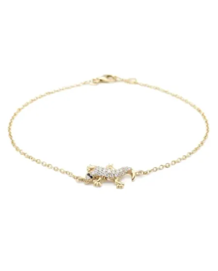 Casella Gioielli Geco Bracelet in Yellow Gold with White and Black Diamonds