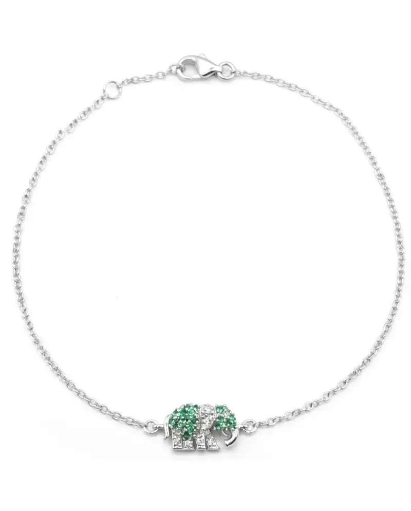 Bracelet Casella Gioielli Éléphant en or blanc avec émeraudes et diamants