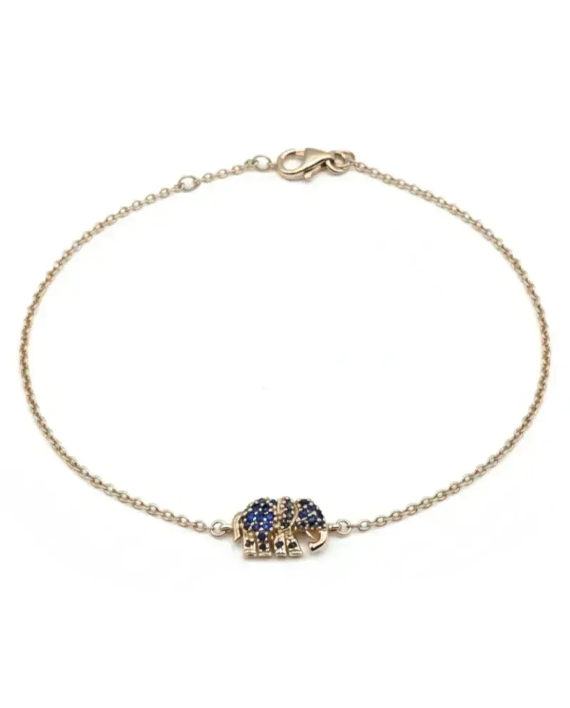 Bracelet Casella Gioielli Éléphant en or rose avec saphirs et diamants noirs
