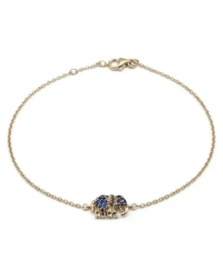 Bracelet Casella Gioielli Éléphant en or rose avec saphirs et diamants noirs