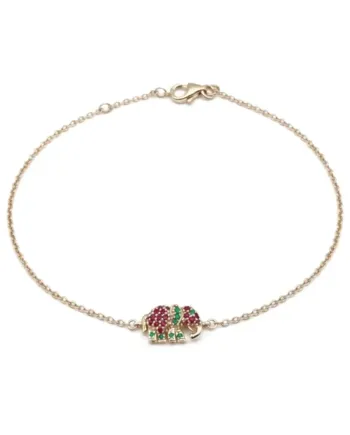 Bracelet Casella Gioielli Éléphant en or rose avec rubis et émeraudes