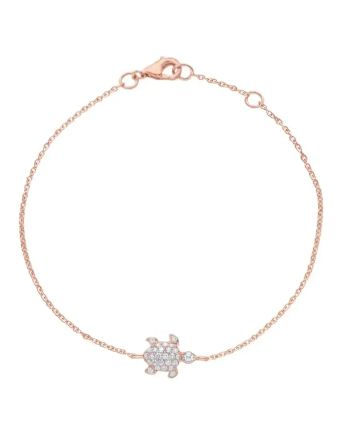 Bracelet Casella Gioielli en or rose et motif tortue avec diamants
